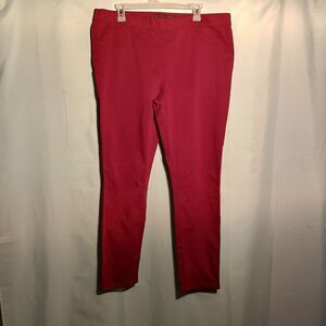 Women's Red Pull-On Slim Fit Pants – Stretch Skinny Leg Trousers